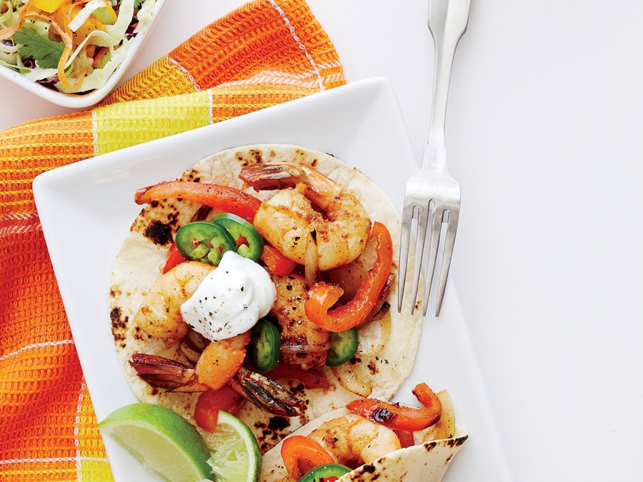 Shrimp fajitas mango lime slaw cl