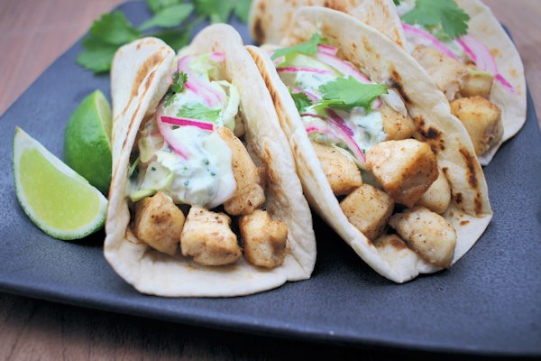 Striped bass tacos with creamy guacamoleedit